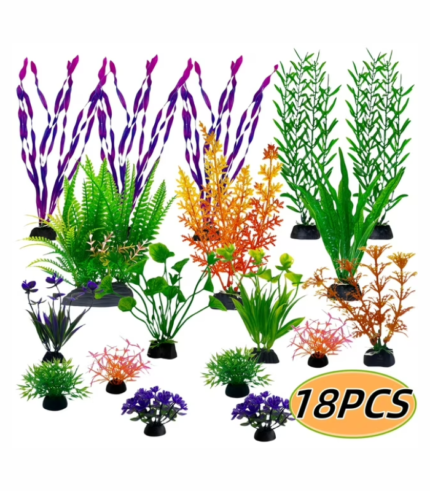 Aquarium Plants 18Pcs Fish Tank Accessories Colorful Artificial Fish Tank Decorations for Household and Office Aquarium Simulation